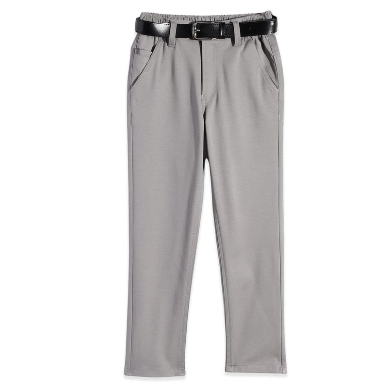CAVIO Boys Stretchable Solid Regular Fit Trousers with Belt - Image 1